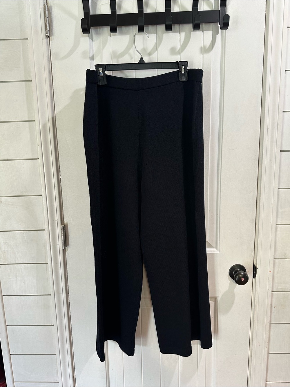 St. John Collection Santana Knit Wide-Leg Pants dark navy Size 16
